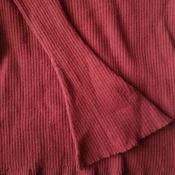 Burshka Burgundy Bell Sleeve Ribbed Knit Sweater - Picture 4 of 6